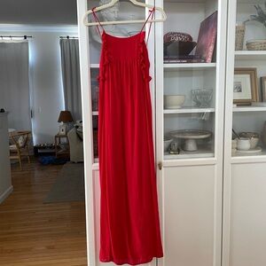 Zara tie back ruffle maxi dress